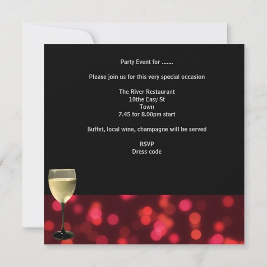 30歳の誕生日パーティードリンク眼鏡ブラックレッド 招待状 (裏面)