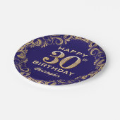 30歳の誕生日パーティーネイビーブルーと金ゴールドグリッター ペーパープレート (アングル)