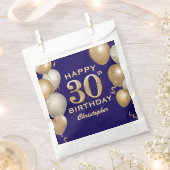 30歳の誕生日パーティーネイビーブルーと金ゴールドバルーン フェイバーバッグ (クリップ留めされた状態)