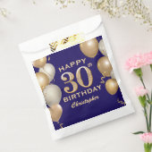 30歳の誕生日パーティーネイビーブルーと金ゴールドバルーン フェイバーバッグ (封をした状態)