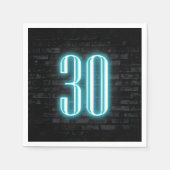 30歳の誕生日パーティーネオンサイン入りレンガの壁 スタンダードカクテルナプキン (正面)