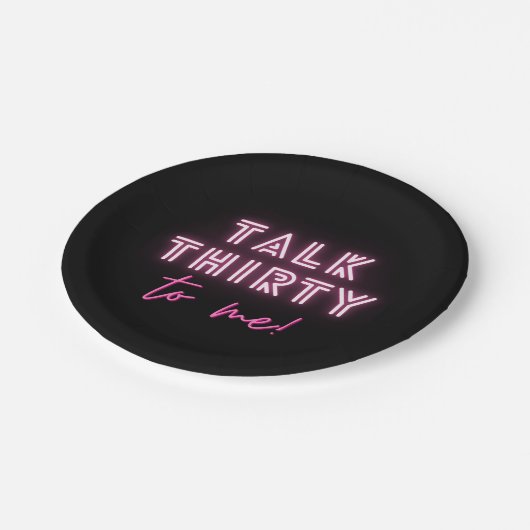 30歳の誕生日パーティーネオンピンク ペーパープレート (アングル)