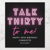30歳の誕生日パーティーネオンピンク ワインラベル (シングルラベル)