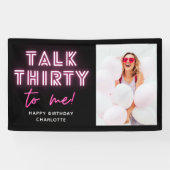 30歳の誕生日パーティーネオンピンク 横断幕 (横)