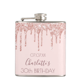 30歳の誕生日パーティーバラ金ゴールドドリップピンク フラスク