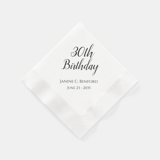30歳の誕生日パーティーパーソナライズされたナプキンス 縁ありカクテルナプキン (角)