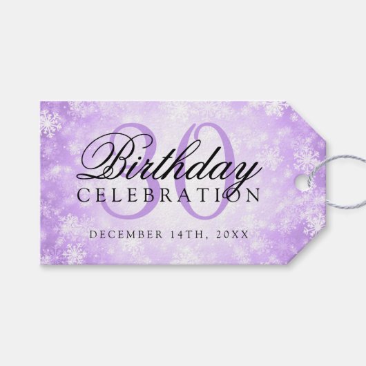 30歳の誕生日パーティーパープルウィンターワンダーランド ギフトタグ (正面(横))