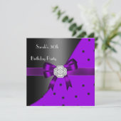 30歳の誕生日パーティーパープルスポットブラックダイヤモンド 招待状 (スタンド正面)