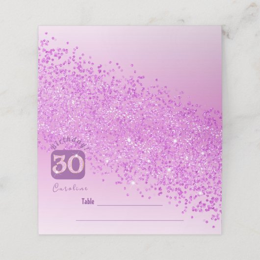 30歳の誕生日パーティーピンクグリッター プレイスカード (外部開封)