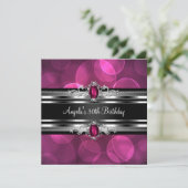 30歳の誕生日パーティーピンクジェムバブルシルバーブラック 招待状 (スタンド正面)