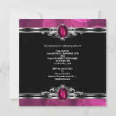 30歳の誕生日パーティーピンクジェムバブルシルバーブラック 招待状 (裏面)