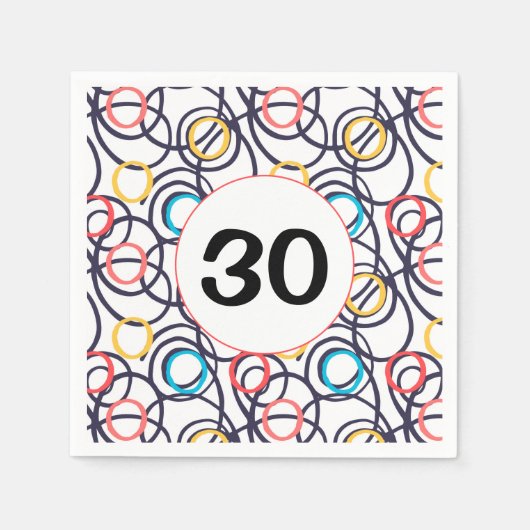 30歳の誕生日パーティーファンキードードル スタンダードカクテルナプキン (正面)