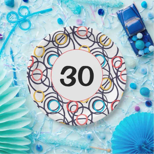30歳の誕生日パーティーファンキードードル ペーパープレート (パーティー)