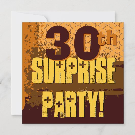 30歳の誕生日パーティーフェスティバル金ゴールドとブラウンスターズ 招待状 (正面)