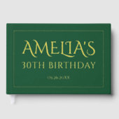 30歳の誕生日パーティーフォイル縁どエメラルドグリーン ゲストブック (正面)