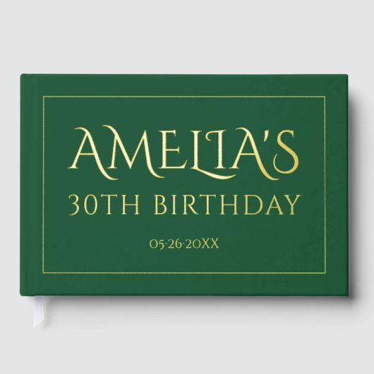 30歳の誕生日パーティーフォイル縁どエメラルドグリーン ゲストブック (正面)