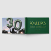 30歳の誕生日パーティーフォイル縁どエメラルドグリーン ゲストブック (全面)