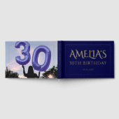 30歳の誕生日パーティーフォイル縁どネビーブルー ゲストブック (全面)