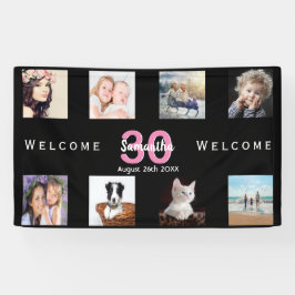 30歳の誕生日パーティーフォトコラージュのガールブラック 横断幕