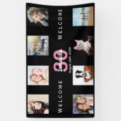 30歳の誕生日パーティーフォトコラージュのガールブラック 横断幕 (縦)