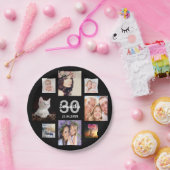 30歳の誕生日パーティーフォトコラージュ女性ブラック ペーパープレート (パーティー)