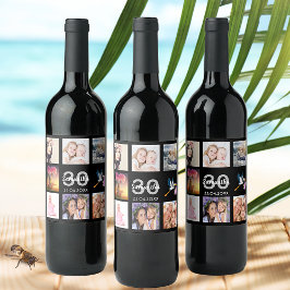 30歳の誕生日パーティーフォトコラージュ黒 ワインラベル