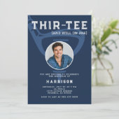 30歳の誕生日パーティーフォトゴモダンルフネイビーブルー 招待状 (スタンド正面)