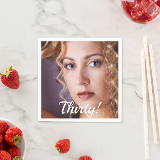 30歳の誕生日パーティーフォトスクリプト女性 スタンダードカクテルナプキン (インサイチュ)