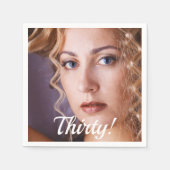 30歳の誕生日パーティーフォトスクリプト女性 スタンダードカクテルナプキン (正面)