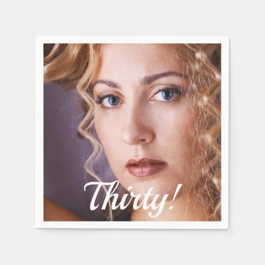 30歳の誕生日パーティーフォトスクリプト女性 スタンダードカクテルナプキン (正面)