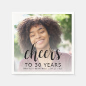 30歳の誕生日パーティーフォトブラックスクリプト応援 スタンダードカクテルナプキン (正面)