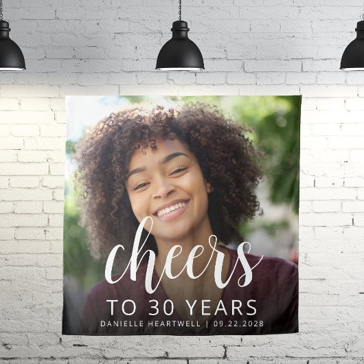 30歳の誕生日パーティーフォトホワイトスクリプト応援 タペストリー