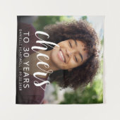 30歳の誕生日パーティーフォトホワイトスクリプト応援 タペストリー (正面(横))