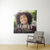 30歳の誕生日パーティーフォトホワイトスクリプト応援 タペストリー (インサイチュ)