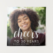 30歳の誕生日パーティーフォトホワイトスクリプト応援 タペストリー (正面)