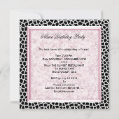 30歳の誕生日パーティーブラックギラフェピンクフローラボウ 招待状 (裏面)