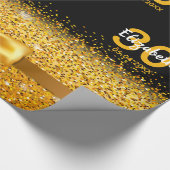 30歳の誕生日パーティーブラック金ゴールドスパークルグラーム名 ラッピングペーパー (角)