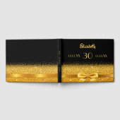 30歳の誕生日パーティーブラック金ゴールドボウエレガント ゲストブック (全面)