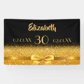 30歳の誕生日パーティーブラック金ゴールド名ようこそ 横断幕 (横)