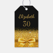 30歳の誕生日パーティーブラック金ゴールド感謝していボウユー ギフトタグ (裏面)