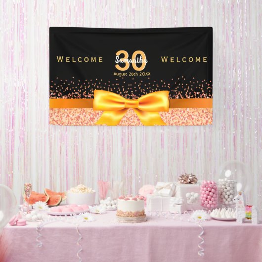 30歳の誕生日パーティーブラック金ゴールド歓迎 横断幕 (パーティー)