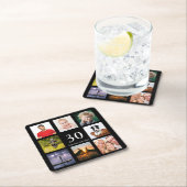 30歳の誕生日パーティーブラック・フォト・コラージュ・ガイ スクエアペーパーコースター (インサイチュ)