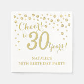 30歳の誕生日パーティーホワイトと金ゴールドダイヤモンド スタンダードカクテルナプキン (正面)