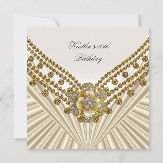 30歳の誕生日パーティーホワイトクリームダイヤモンド 招待状 (正面)