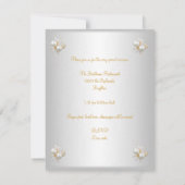 30歳の誕生日パーティーホワイトシルクパールジュエル 招待状 (裏面)