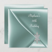 30歳の誕生日パーティーミントエレガントグリーンジュエル 招待状 (正面/裏面)