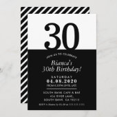 30歳の誕生日パーティーモダン招待状ミニマル黒 招待状 (正面/裏面)