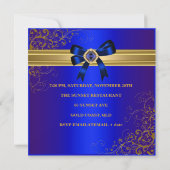 30歳の誕生日パーティーリッチ王室のブルー金ゴールドジュエル 招待状 (裏面)