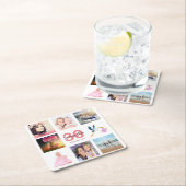 30歳の誕生日パーティー写真コラージュ名 スクエアペーパーコースター (インサイチュ)