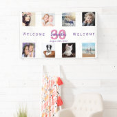 30歳の誕生日パーティー写真コラージュ女性ホワイト 横断幕 (インサイチュ)